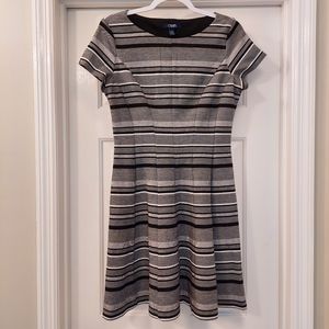 Striped Fit & Flare Short Sleeve Dress